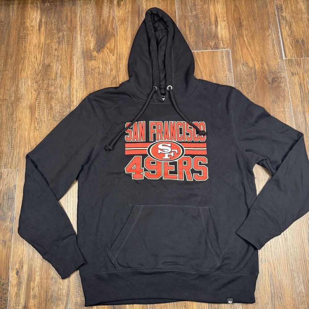'47 Brand NFL San Francisco 49ers Block Stripe Headline Pullover Hoodie LARGE